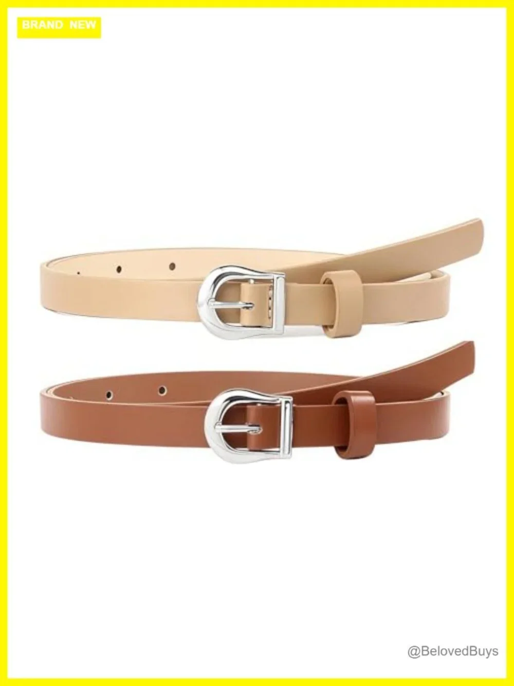 4 Pack Women Skinny Faux Leather Belts with Silver Buckle, Thin Waist Belt for